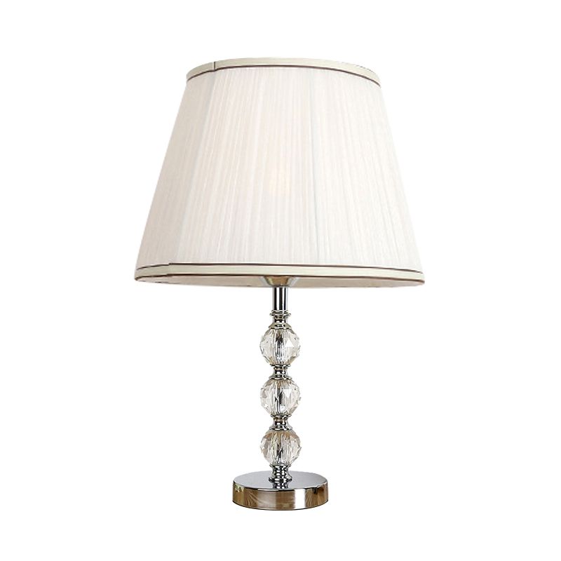 Crystal Globe Nightsand Light Minimalismo 1 Lámpara de mesa de sala de estar en blanco/beige/rosa con tela sombreada