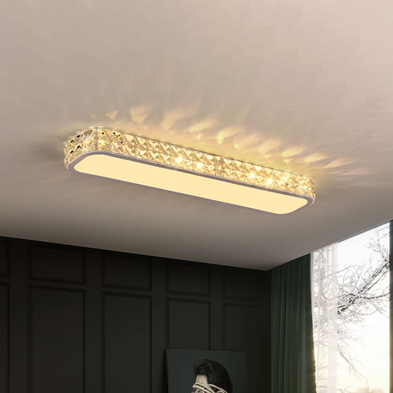 Cristal-Enflé Oblong Ceiling Flush Minimaliste Hallway 15 "/19" /23 " Long LED Flush Mounted Lamp in Black / White