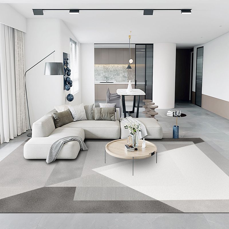 Geometric Area Rug Modern Contrast Panel Rug Polyester Stain Resistant Carpet for Living Room