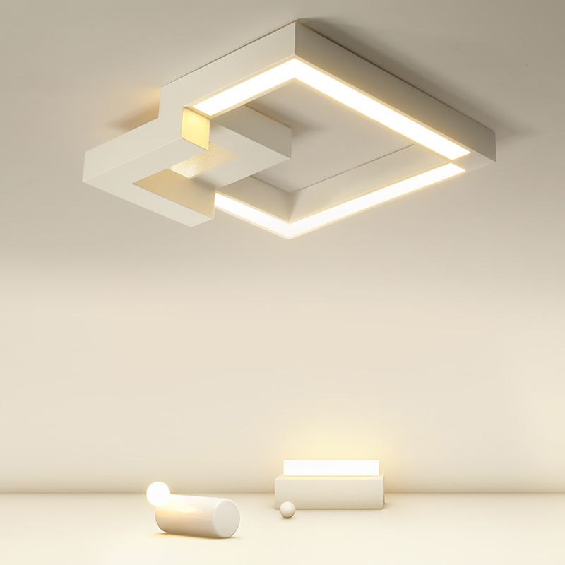 Luminaire de plafond encastré carré contemporain en métal pour salon