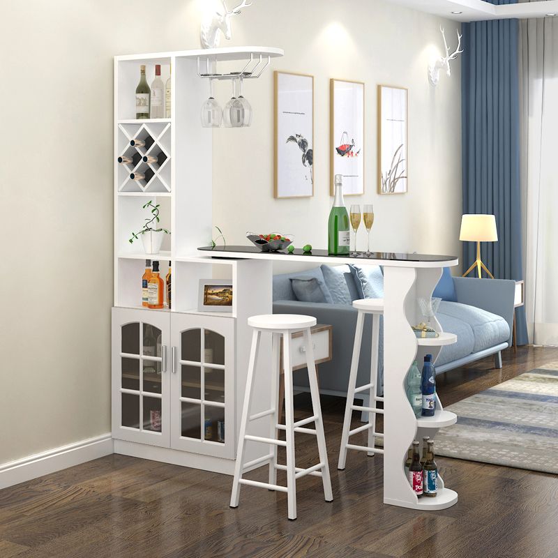 Contemporary Bar Stool and Table Set, Wood 3 Pieces for Living Room