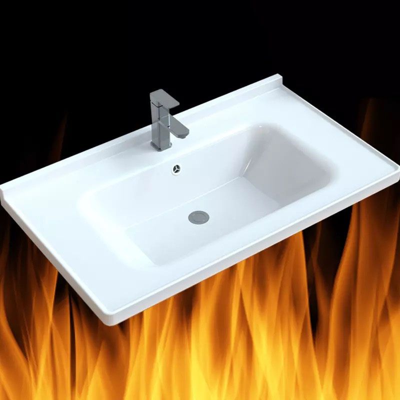 Modern Basin Sink Porcelain with Overflow Drop-in Bathroom Sink(Not Included Faucet)