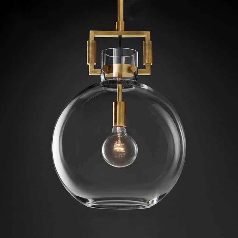 Stile industriale sospeso a sospensione vetro trasparente 1 testa a testa leggera per il ristorante Cafe