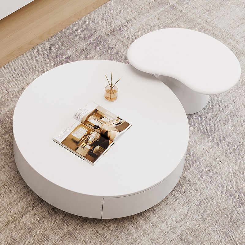 Contemporary Coffee Table White Solid Wood Coffee Cocktail Table