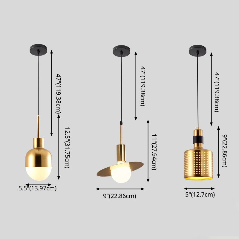 Luminaire pendentif en métal contemporain 1 lumière plafond suspendu plafond