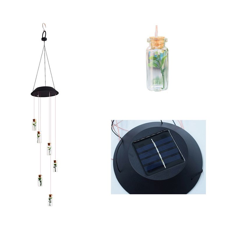 Wishing Bottle LED Suspension Light Decorative Plastic Garden Solar Wind Chime Light in Clear