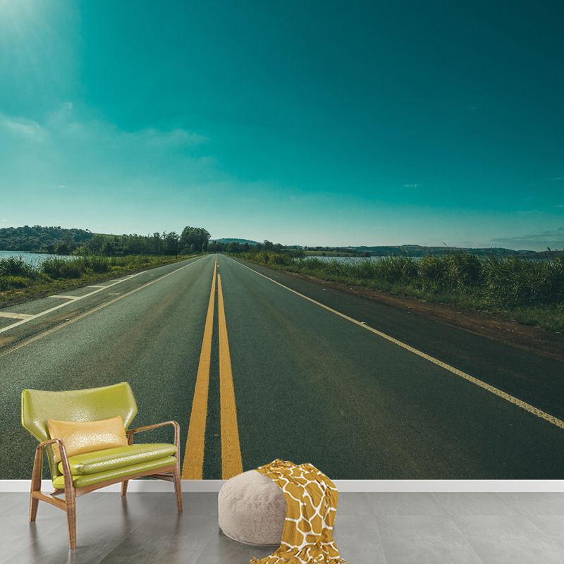 Road Wall Mural Wallpaper Mildew Resistant for Guest Room Decoration