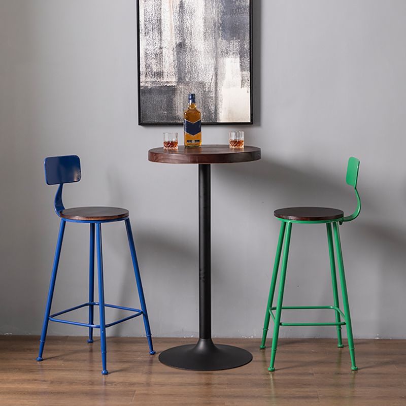 Modern Armless Backrest Counter Stool Iron Bar Stool with Seat and Pedal for Cafe