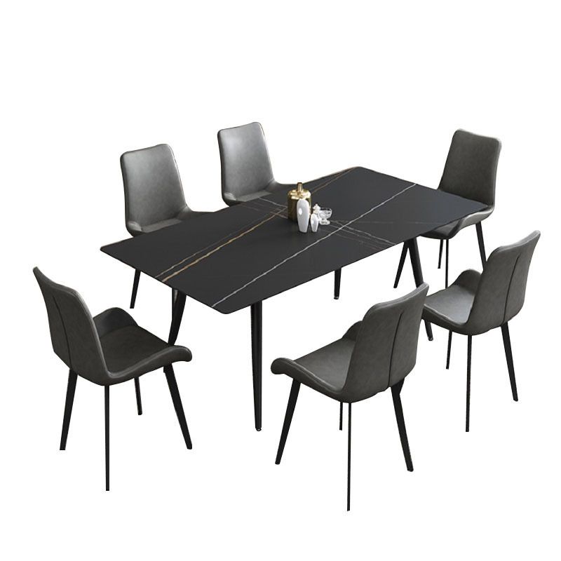 Rectangular Sintered Stone Dining Table Modern Furniture with 4 Legs in Matte Finish