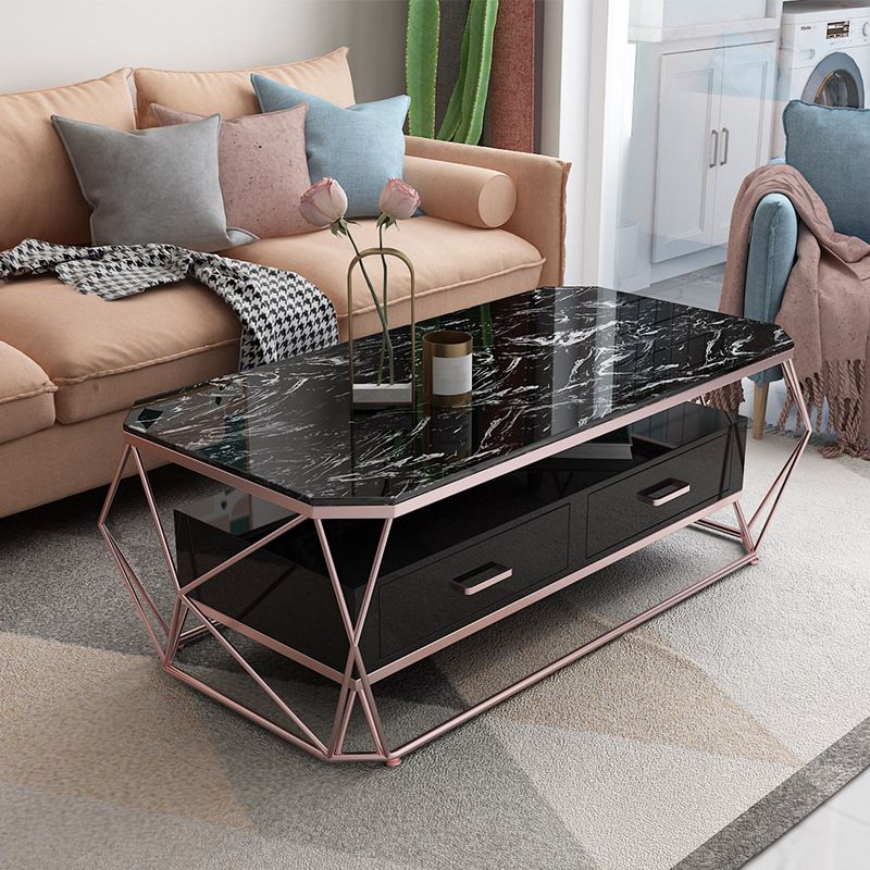 Contemporary Coffee Table with 2 Drawers Single Frame Coffee Table