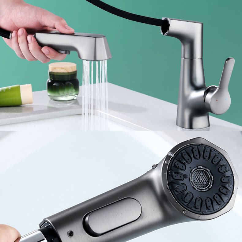 Contemporary Sink Faucet Plian Low Arc Brass Centerset Lavatory Faucet
