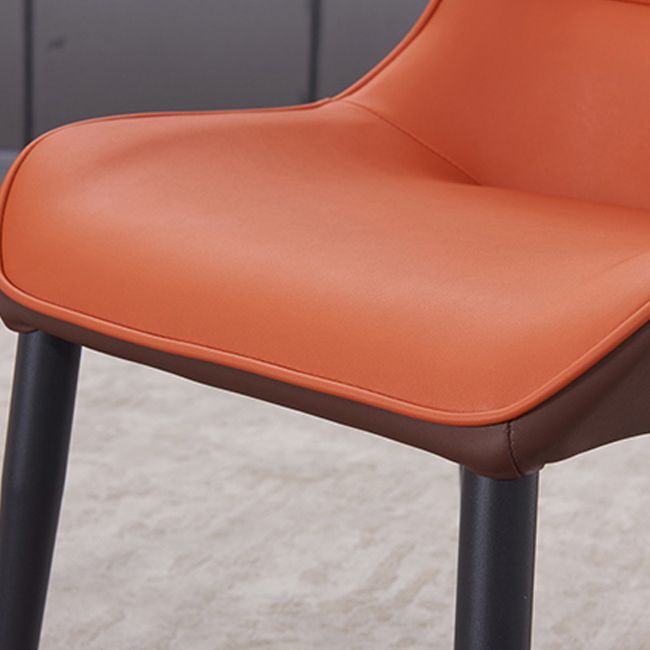 Silla de comedor moderna de piel sintética, sillón de metal para uso doméstico (juego de 2)