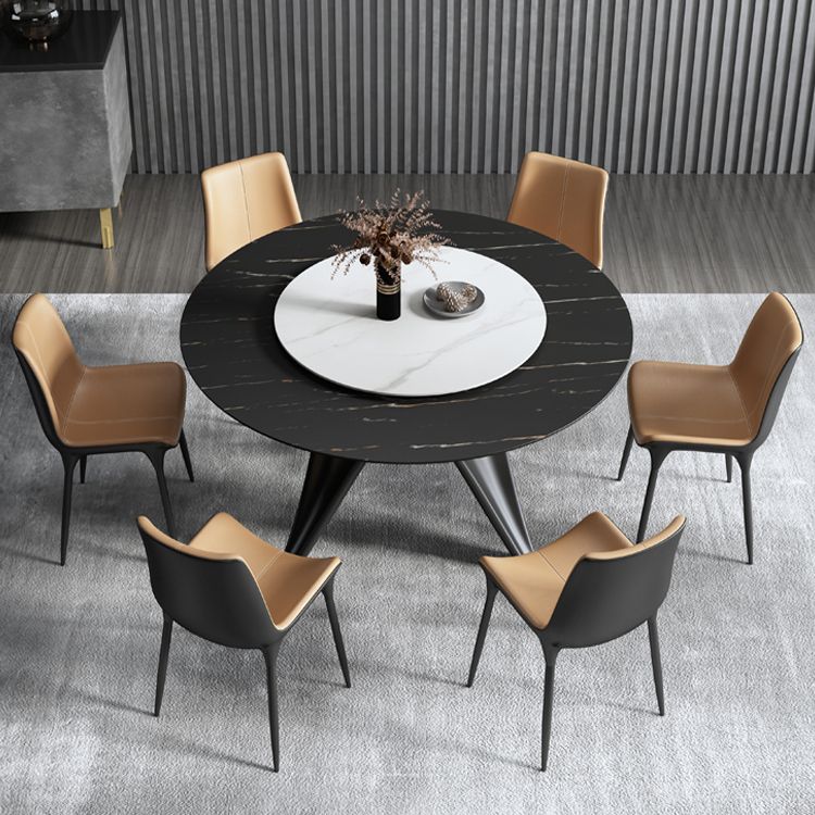 Round Stone Table Modern Style Dining Site Table With Tripod Base