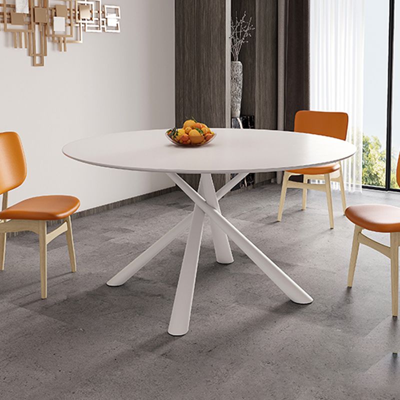 Living Room Round Stone Top Dining Table Contemporary White Base Dining Table