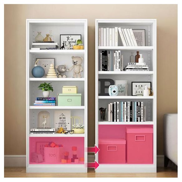 Modern Steel Bookcase Closed Back Bookshelf for Any Room, 13"W