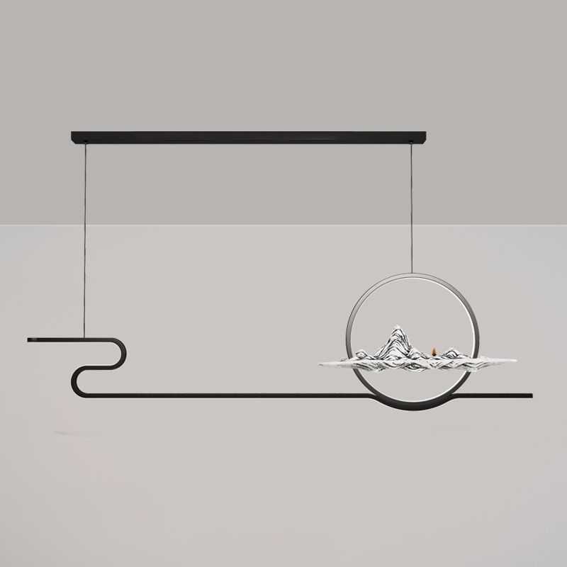 Contemporary Metal 2 Light Pendant Lights Linear Island Light Fixtures for Kitchen