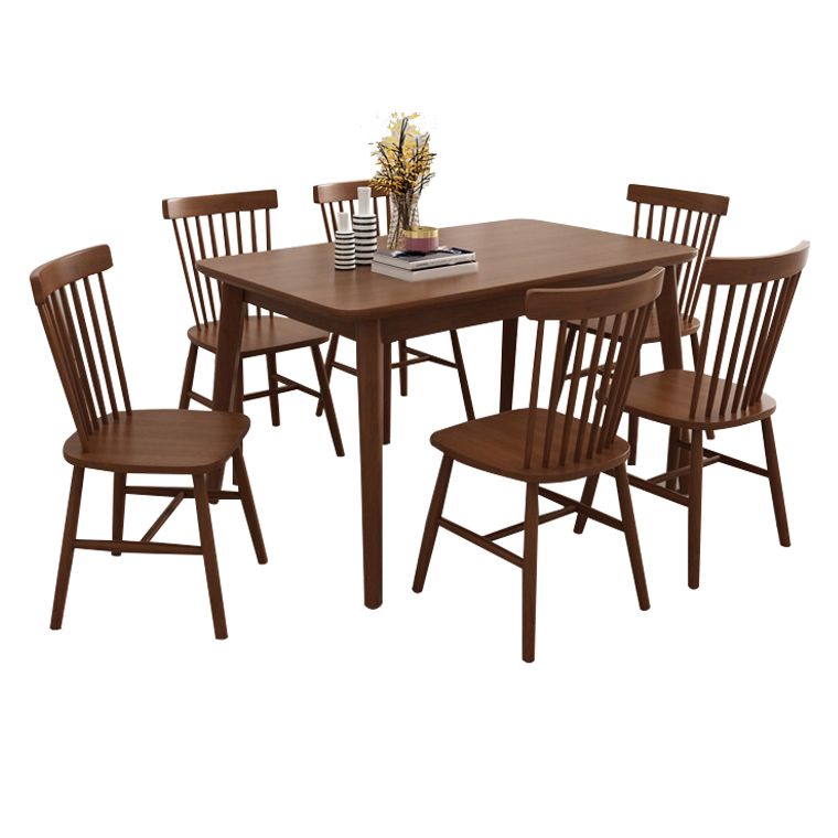 Industrial Rubber Wood Dining Table Rectangle Kitchen Table with 4 Legs