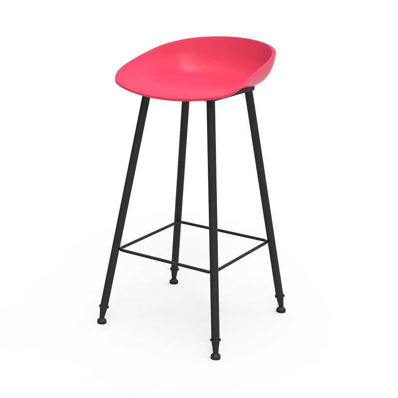 Luxurious Armless Counter High Stool Backrest Metal Bar Stool with Plastic Seat