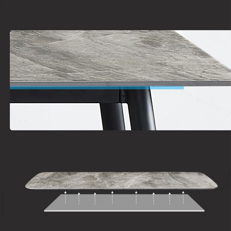 Luxury Sintered Stone Dining Table Rectangle Living Room Fixed Kitchen Table