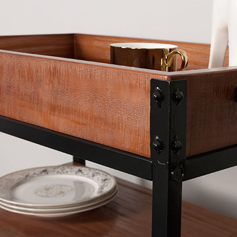 Contemporary Rolling Kitchen Cart Wood Rectangular Kitchen Cart for Dining Room