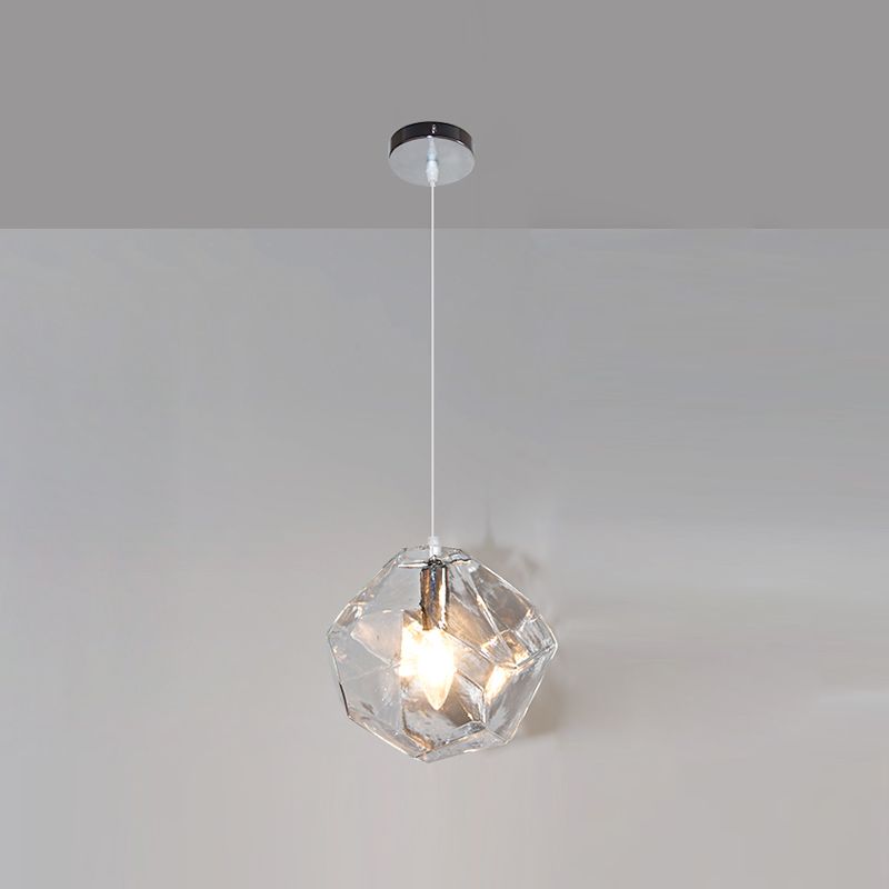 Diamant en verre petit pendentif moderniste suspendu luminaire pour chambre à coucher