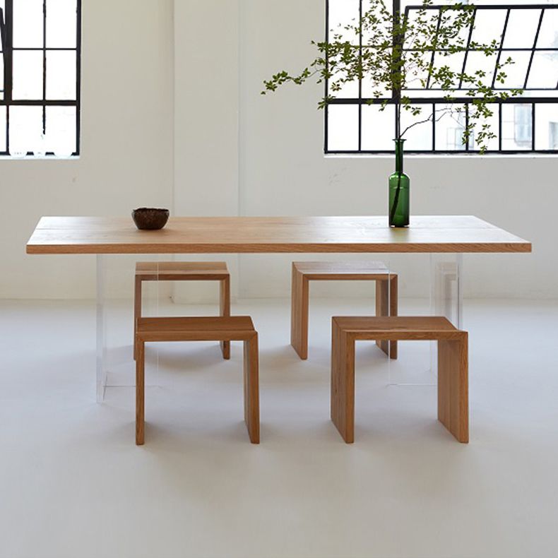 Modern 1/5 Pieces Dining Set Rectangle Pine Wood Dining Table for Living Room Use