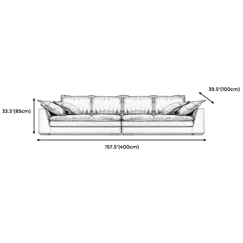 Black Stain Resistant Contemporary Faux Leather Square Arm Sofa with Bolster Pillows