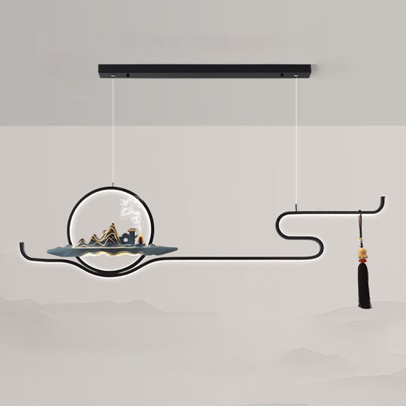 Metal Hanging Pendant Lights Modern 2-Light Linear Hanging Lamps for Tea Room