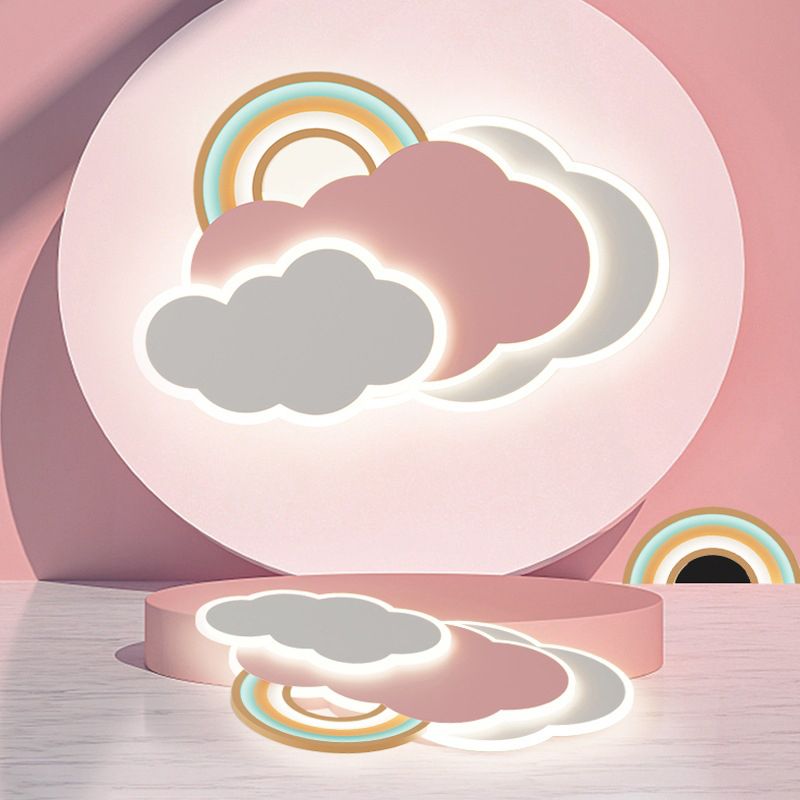 Cloud Shape Metal Flush Light Kid Style 4 Lights Flush Mount Ceiling Lights in White