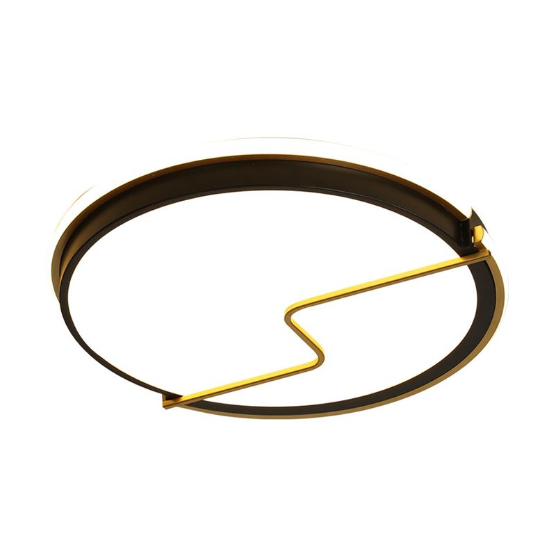 Rounded Bedroom Flush Ceiling Light Acrylic 16"/19.5" W LED Modernist Flush Mount Lamp in Black, Warm/White Light