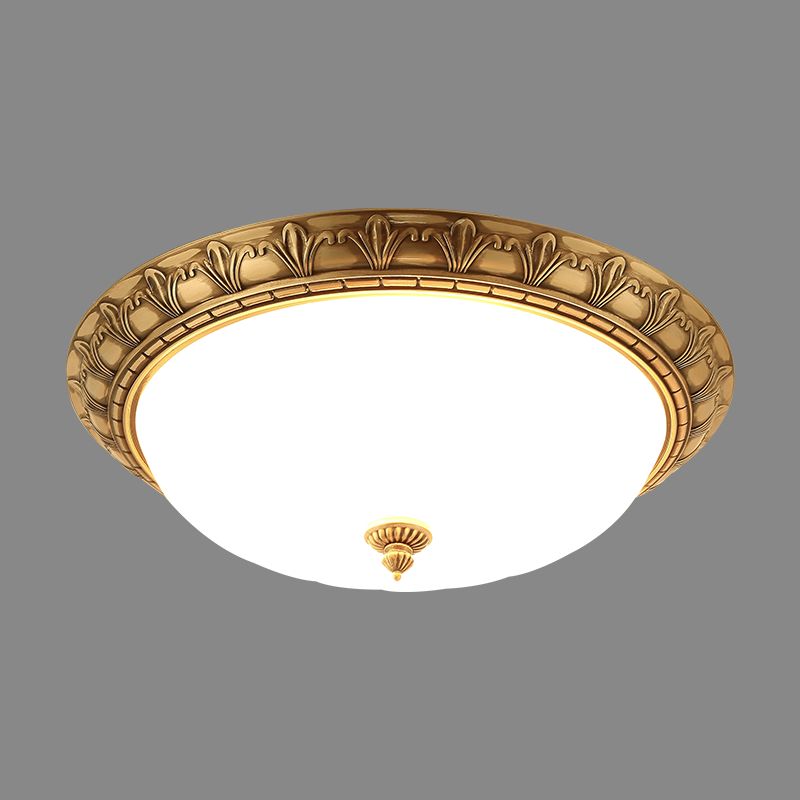 Traditional Glass 1-Light Flush Light Bowl Ceiling Mounted Light for Bedroom