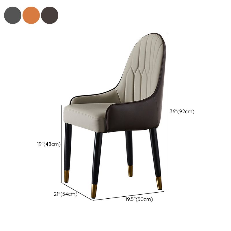 Faux Leather Dining Chairs Nordic Style Parsons Armless Chair