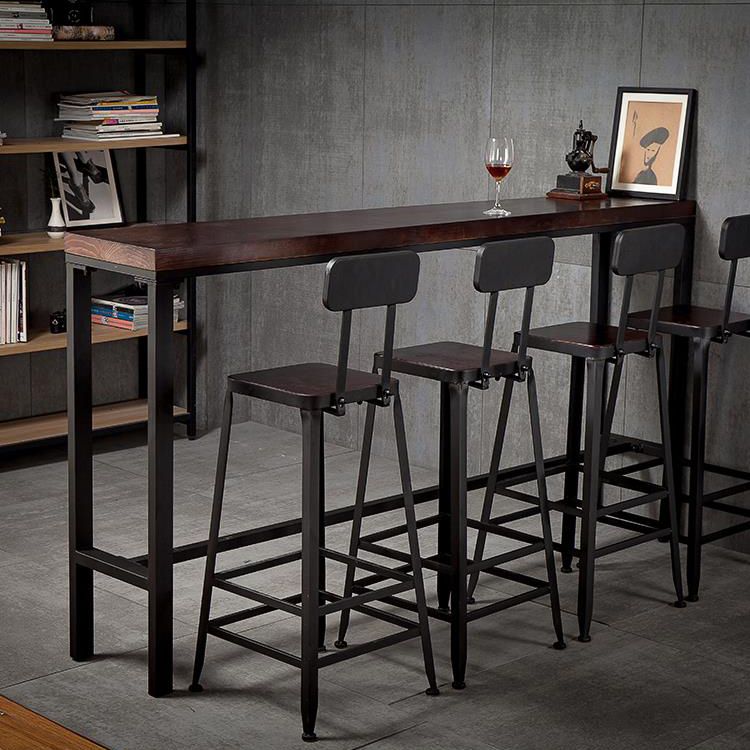 Industrial Armless Counter Stool Iron Cafe Bar Stool with Leather Cushion and Pedal
