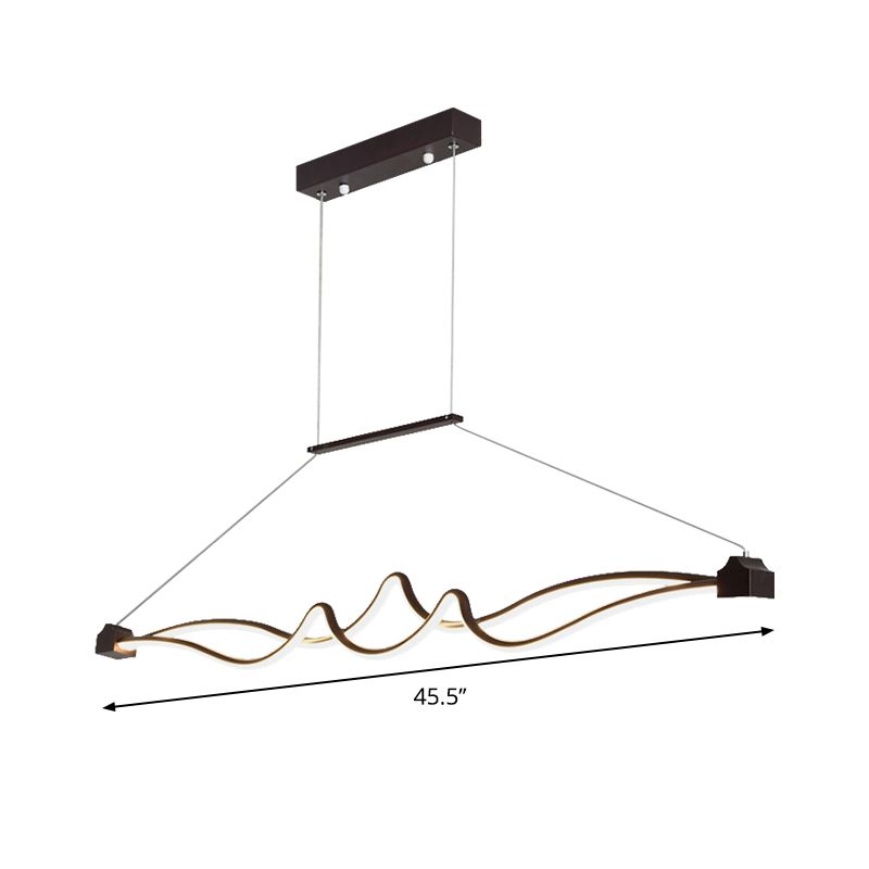 1 Light LED Office Chandelier with Symmetrical Acrylic Shade Brown Ceiling Pendant over Table in Warm/White/Natural Light