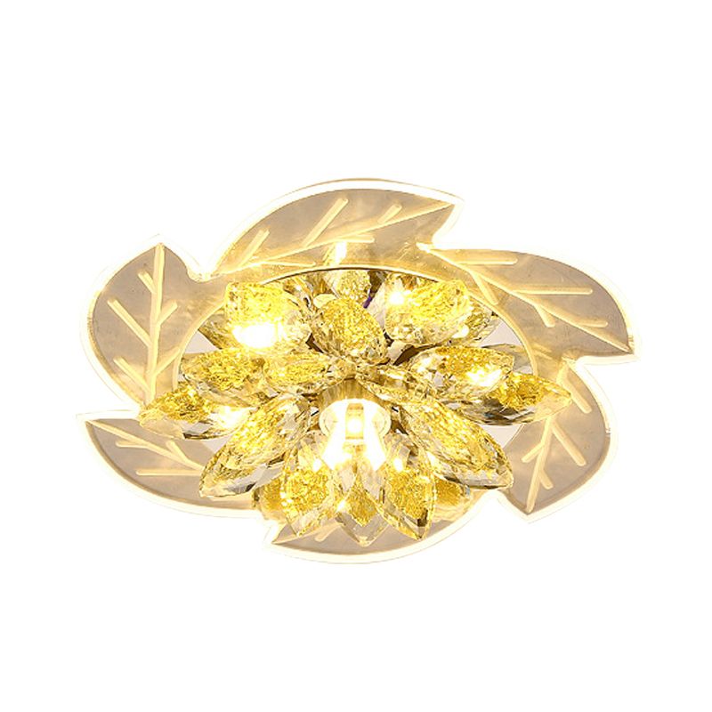 LED Ceiling Light Flush Mount Modernism Flower Small Clear Crystal Flush Mount Light Fixture