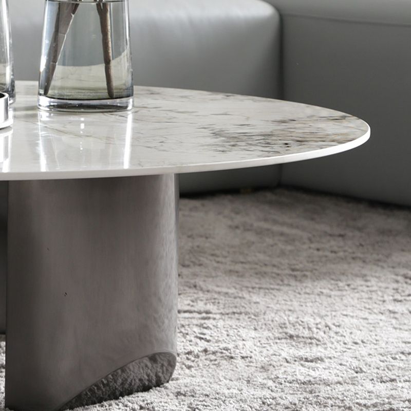 3 Legs Round Slate Coffee Table 13.8" H Modern Cocktail Table