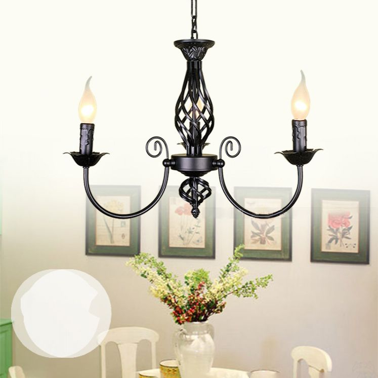 Zwarte multi -lichten hangende verlichtingsarmaturen moderne stijl gebogen metalen kroonluchter verlichting