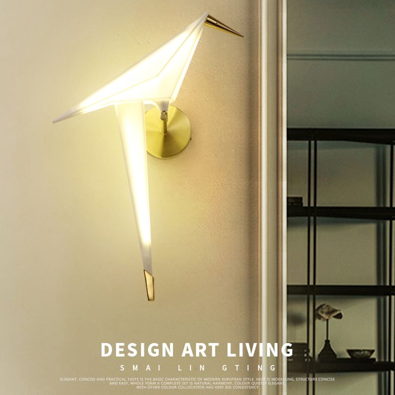 Postmoderne metalen wandlicht wit papier kraanwand sconce licht voor woonkamer slaapkamer