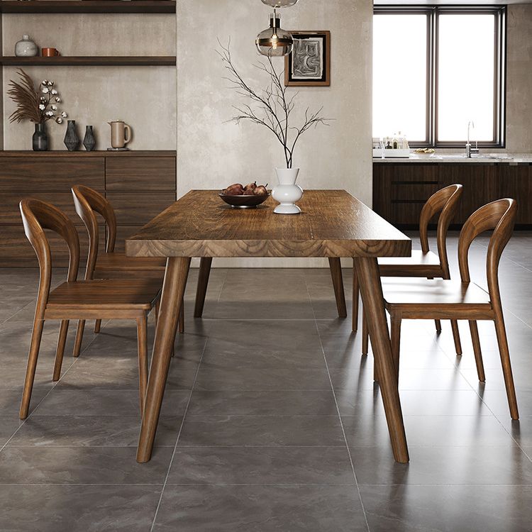 Simplicity Style Dinette Table Solid Wood Rectangle Dining Room Table in Brown
