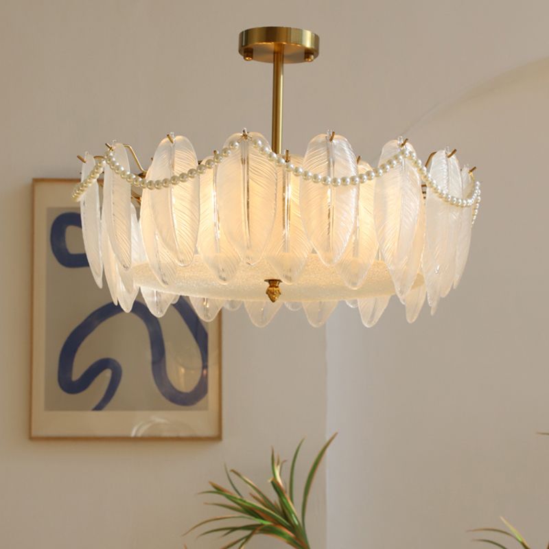 Faire de plumes lampe de plafond support de fer moderne monte à chasse à lampe à lampe en verre pour balcon