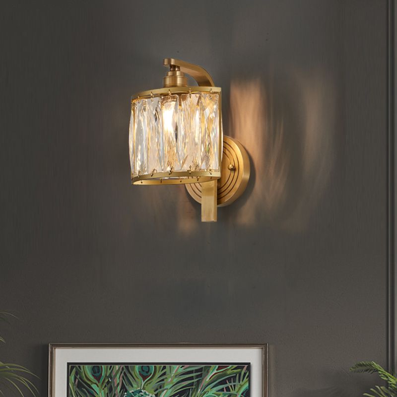 Traditionalismus Quadratmontage Lampe 1 Lichtkristall Blockwandleuchte in Gold