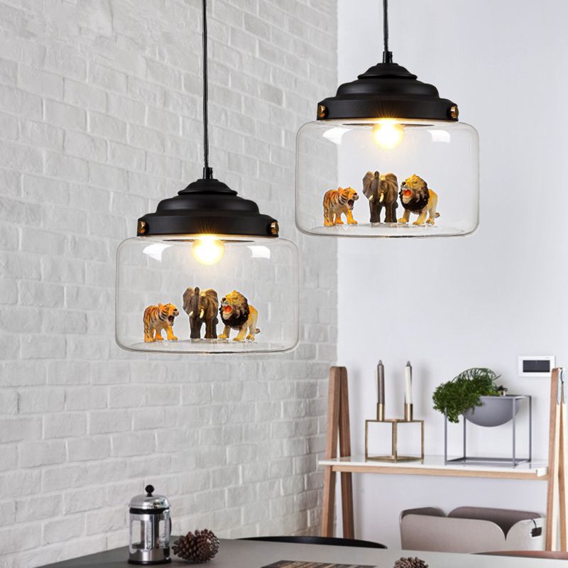 1 léger petit zoo pendant plafonniers caricatures en verre de plafond suspendu pour chambre à coucher