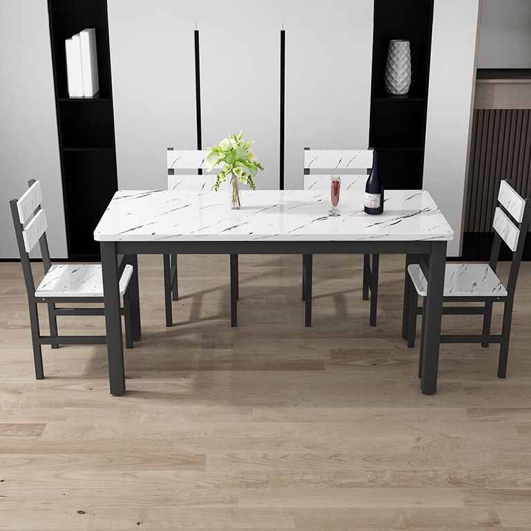 Modern Rectangular Dining Table Wooden Tabletop for Living Room