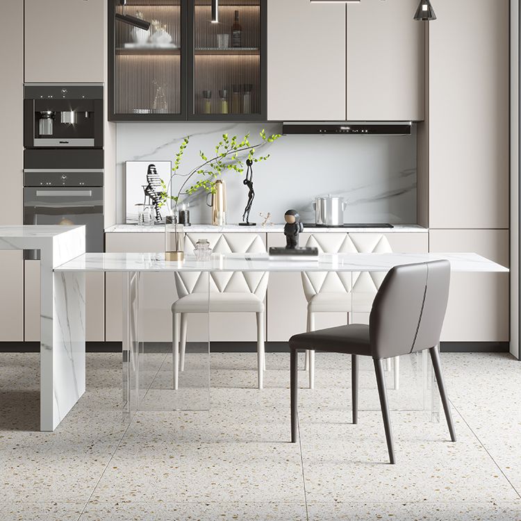 Modern Style Dining Table Sintered Stone Rectangle Table with Acrylic Base