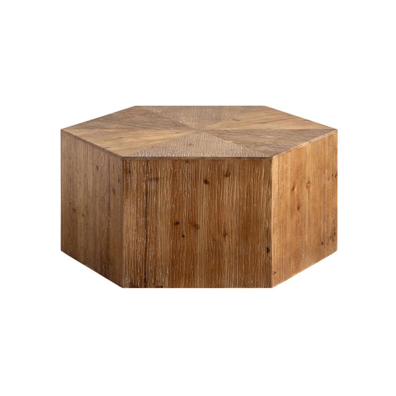 Country Square / Hexagon Side Table Natural Solid Wood End Table