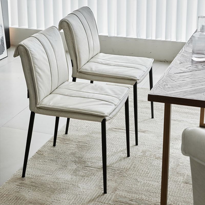 Modern Style Side Chair Upholstered Dining Chair with Metal Base