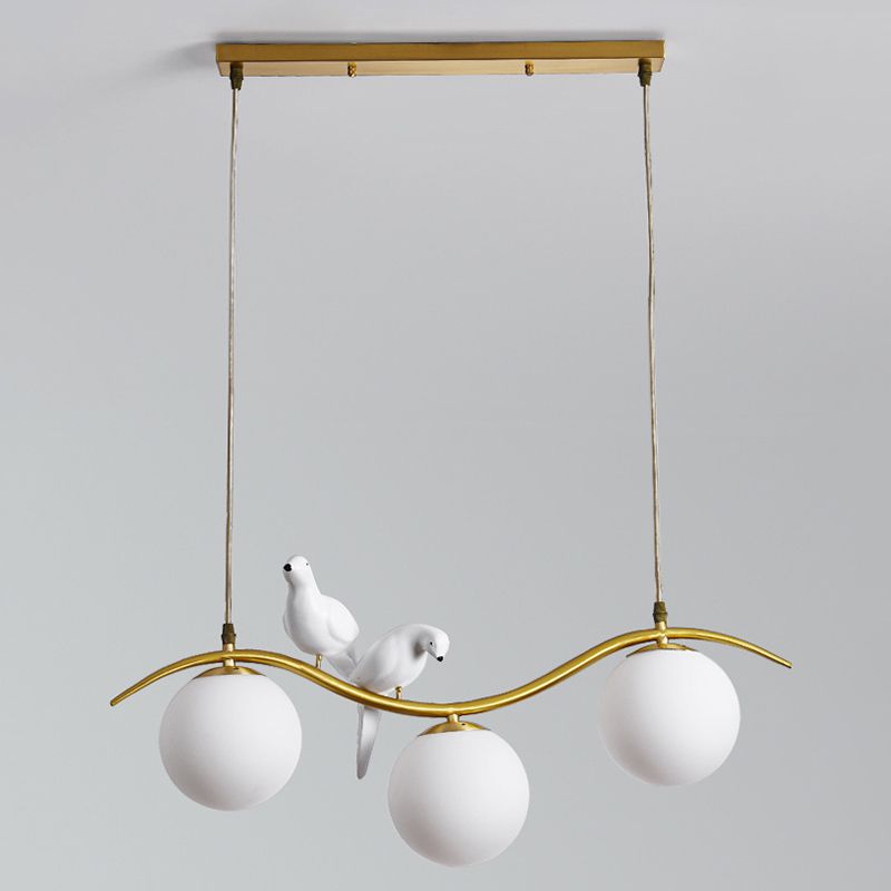Industrial Style Globe Shape Island Lights Metal 3/4 Lights Pendant Light in Gold