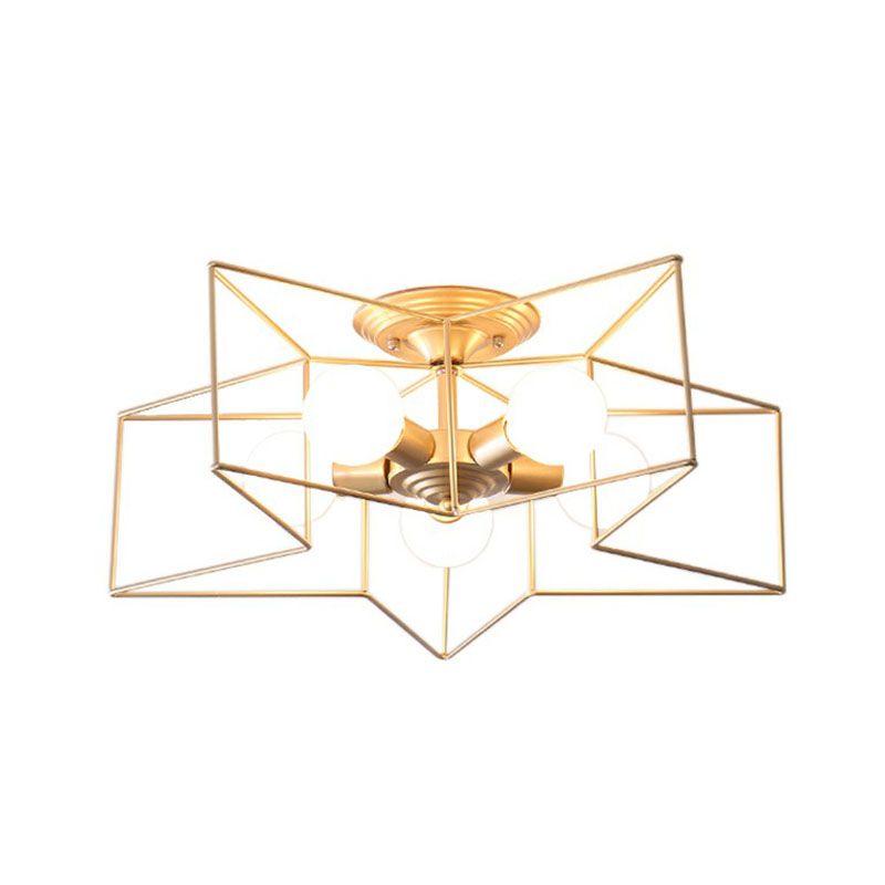 Eisen Fünf-spitz-Stern Halbbündige Lichtschlichtheit 5 Birnen Wohnzimmer bündig Deckenleuchte