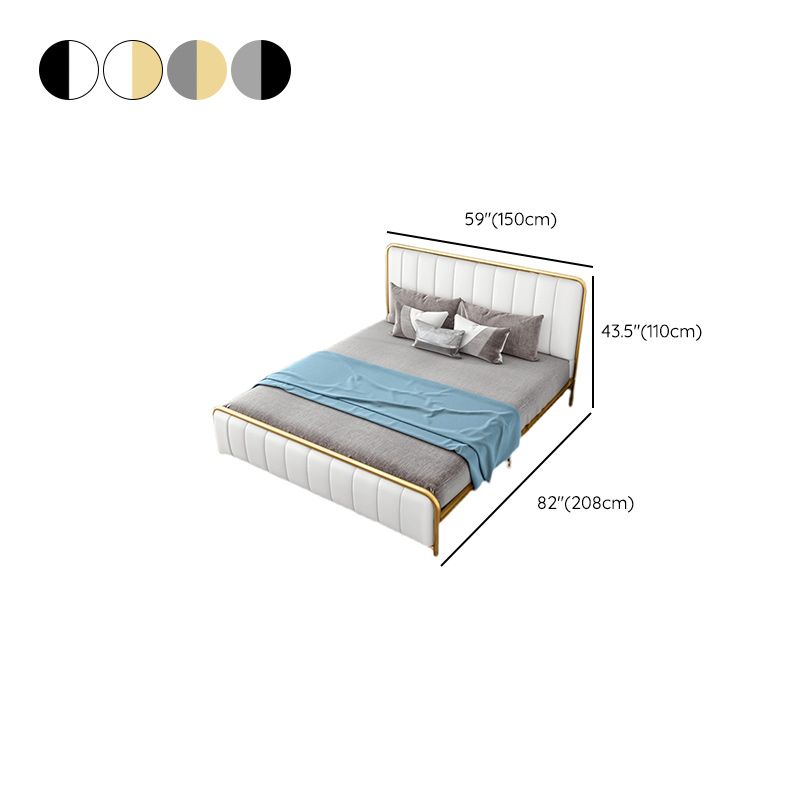 Metal Platform Bed 43.3" High Standard Bed with Upholstered Headboard
