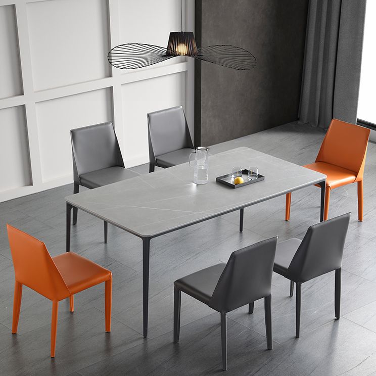 Metal Modern Rectangle Table Sintered Stone Table for Dining Room and Kitchen